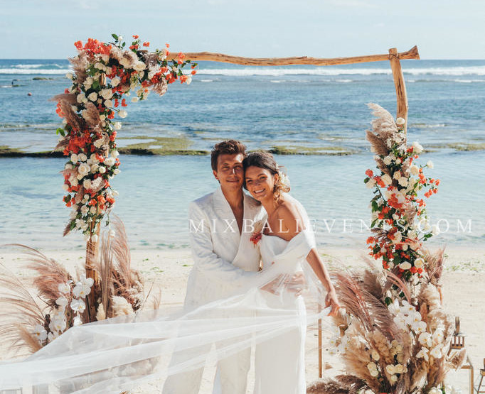 Wedding ceremony on the white sand beach