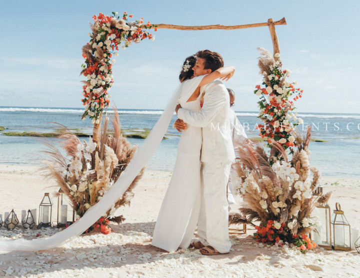 Stylish Boho Wedding on the white sand beach of Bali