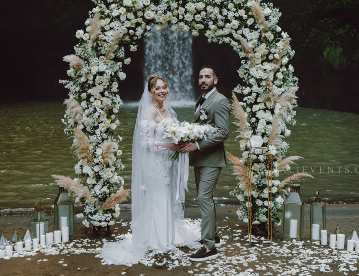 Stylish Wedding on the Waterfall in the Tropical Jungle of Bali